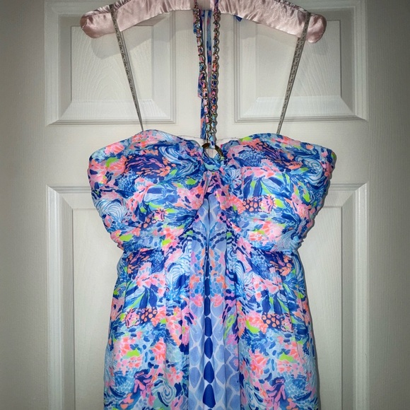 Lilly Pulitzer Viv Halter Maxi Dress Multi Hidden Treasure. Size 4 Worn once EUC - Picture 3 of 16